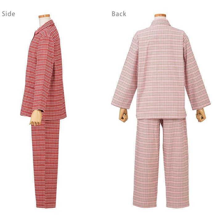 DAKS】 ハウスチェック柄 ネル地 前開き 全開 パジャマ（レディース