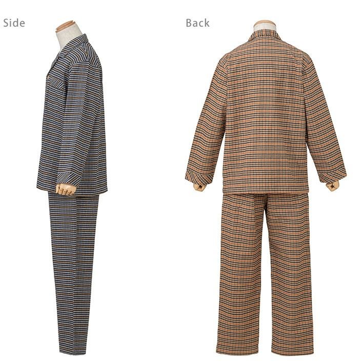 DAKS ハウスチェック柄 ネル地 前開き 全開 メンズ パジャマ