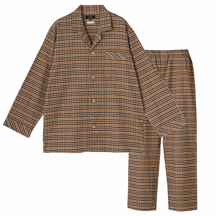 DAKS】 ハウスチェック柄 ネル地 前開き 全開 メンズ パジャマ