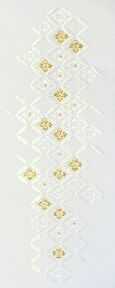 七宝菊つなぎ No.14010 刺繍半衿 / 正絹・塩瀬 / 袷用 / 白地×白金 