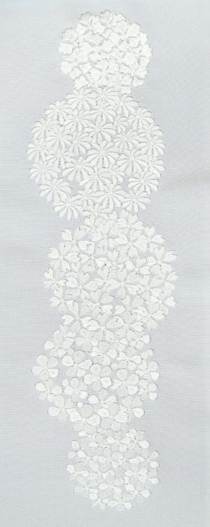 青海波に宝尽くし No.18024 刺繍半衿 / 正絹・塩瀬 / 袷用 / 白地×白金