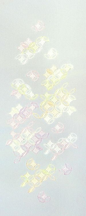 七色七宝つなぎ No.32002D 刺繍半衿 /ポリエステル / 袷用 / 白地×金糸