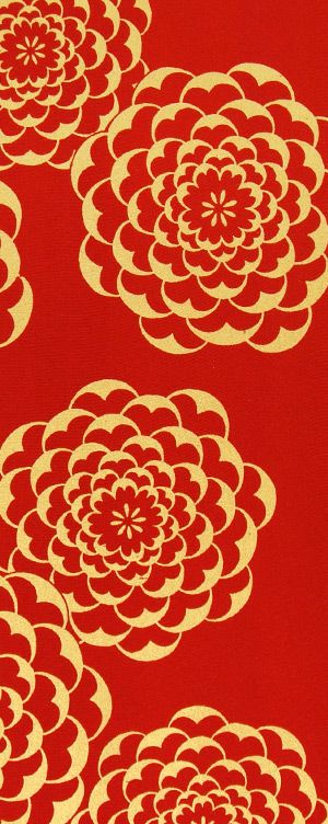大菊 友禅半衿 / 正絹・塩瀬 / 赤×金 / 半襟 | さんび公式オンライン