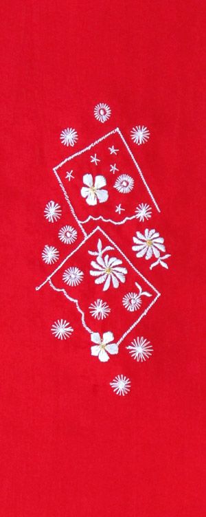 花筏/ 七五三・子供用 / 刺繍半衿 / 正絹・小桜地紋入り / 赤地 / 半襟