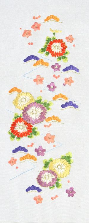 手刺繍　半襟　縮緬地　正絹 刺繍 半衿 白地【衿秀　和想庵】 手刺繍 半襟 縮緬地 正絹 刺繍 半衿 白地衿秀 和想庵 鯛