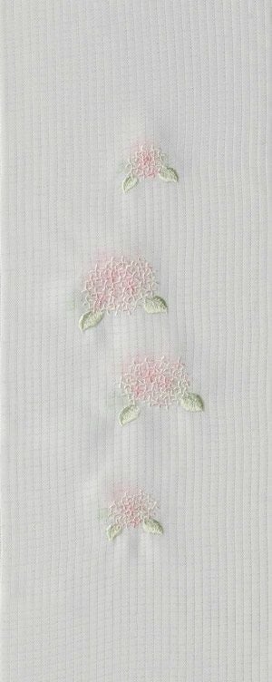 紫陽花 半衿 刺繍/5色/白地/ブルー・グリーン・イエロー・パープル