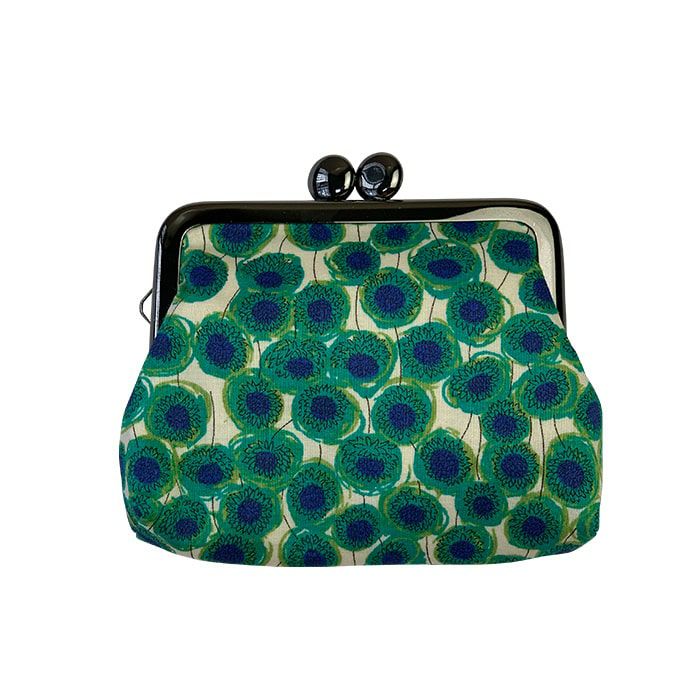 麻の葉柄 親子がま口《緑 》 がまぐち 財布 小銭入れ 日本製 京都 さんび