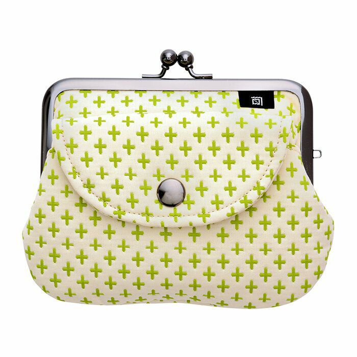 麻の葉柄 親子がま口《緑 》 がまぐち 財布 小銭入れ 日本製 京都 さんび