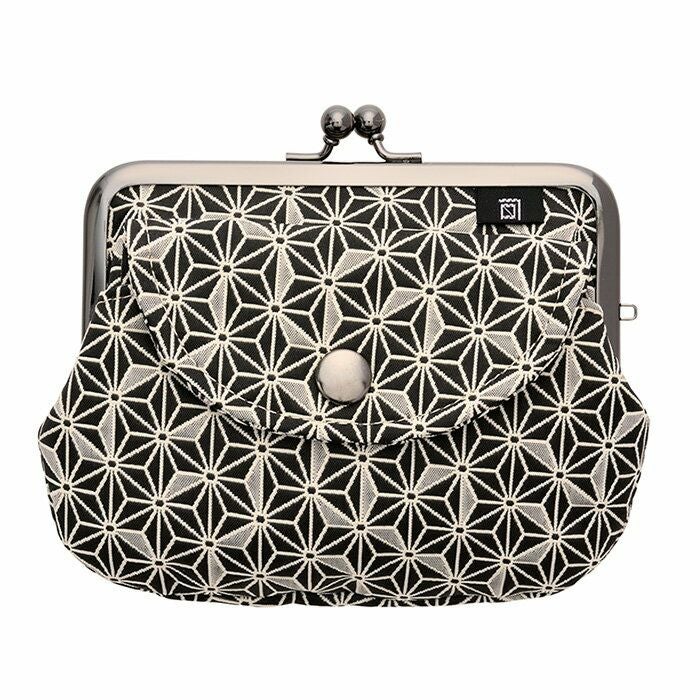 麻の葉柄 親子がま口《緑 》 がまぐち 財布 小銭入れ 日本製 京都 さんび