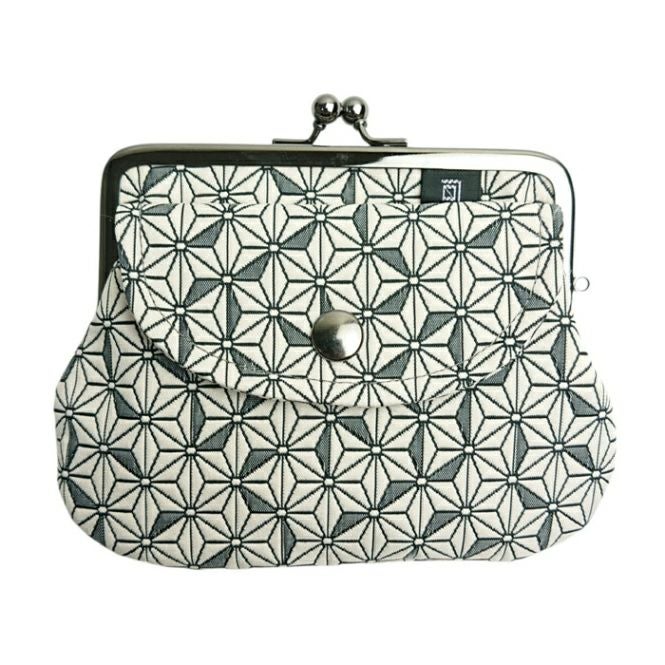 麻の葉柄 親子がま口《 白×赤 》 がまぐち 財布 小銭入れ 日本製 京都