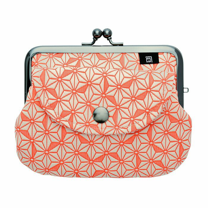 麻の葉柄 親子がま口《緑 》 がまぐち 財布 小銭入れ 日本製 京都 さんび