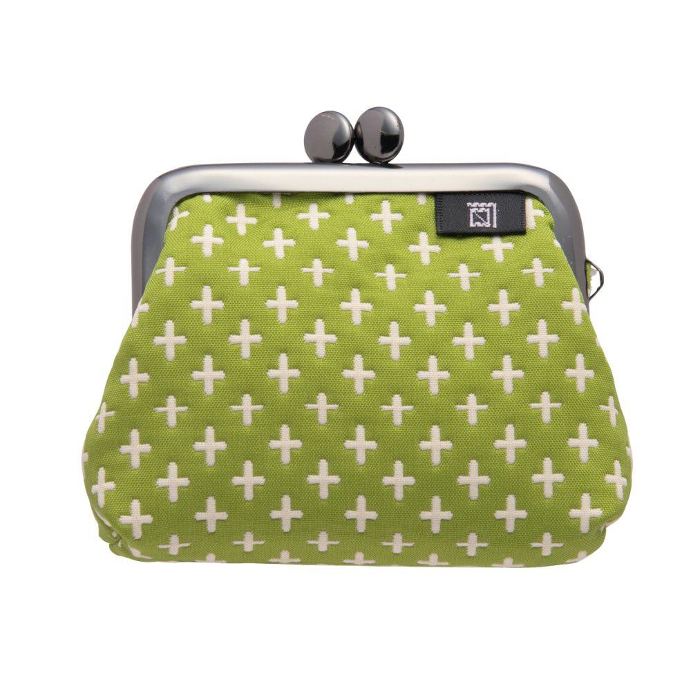 麻の葉柄 親子がま口《緑 》 がまぐち 財布 小銭入れ 日本製 京都 さんび