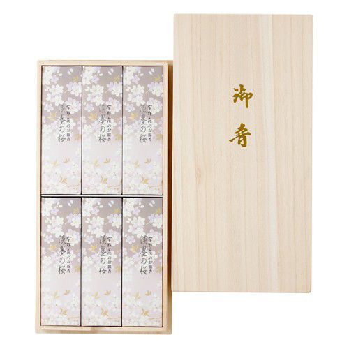 宇野千代のお線香 淡墨の桜 桐箱サック6入 【日本香堂】 | arakawa