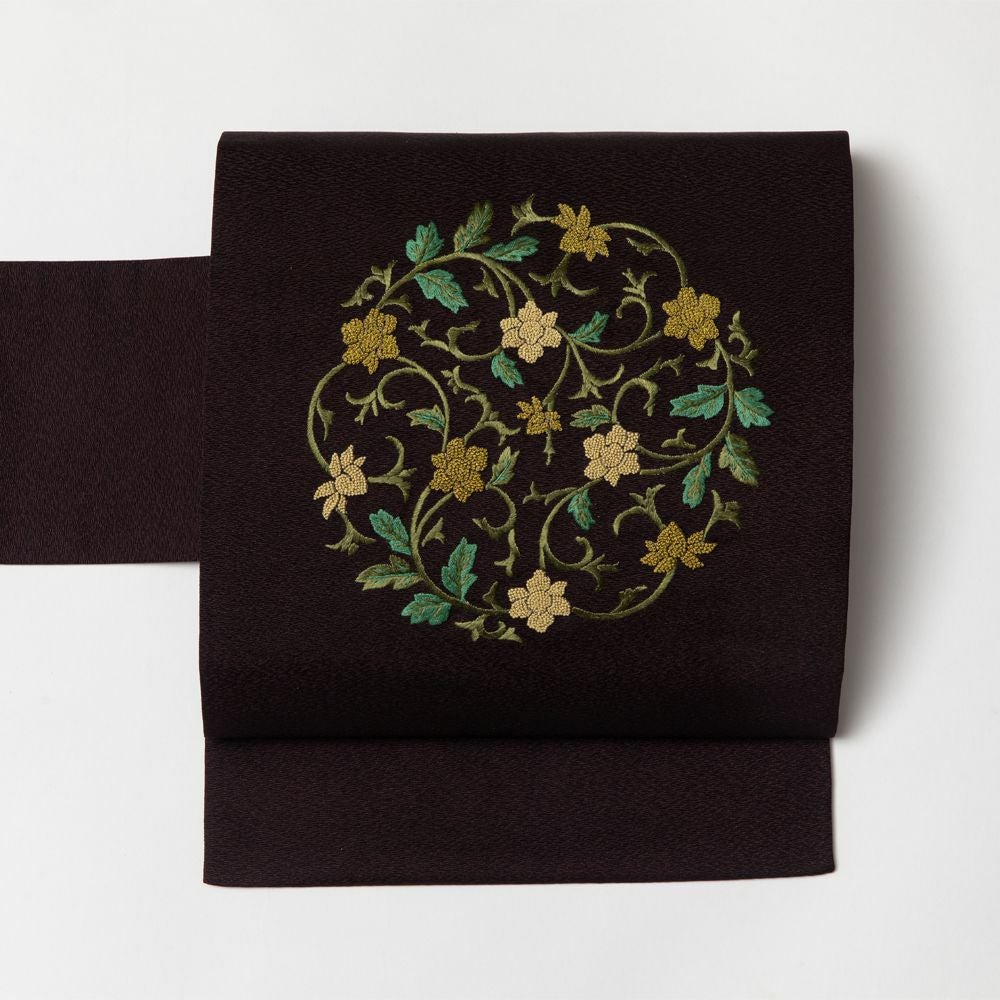 仕立て上がり名古屋帯 大きな花丸更紗の手刺繍が目を引く名古屋帯 さん