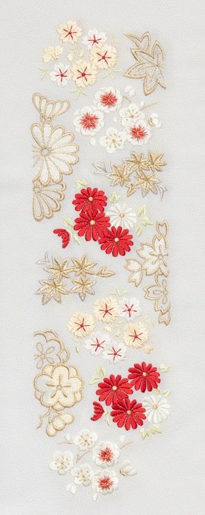 四季花 No.14401A 〈赤〉 刺しゅう半衿 正絹 塩瀬 袷用 | arakawa