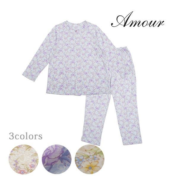 Amour アムール】天竺 プリント レディース パジャマ 春 秋 綿100