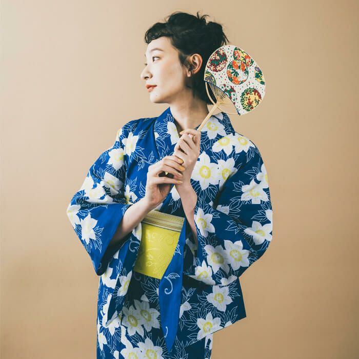 ゆかた 古今 雪花絞り （エメラルド） 綿 高島ちぢみ グリーン 仕立て