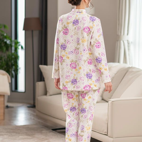 mila schon】花柄 プリント 冬用 ニットキルト レディース パジャマ