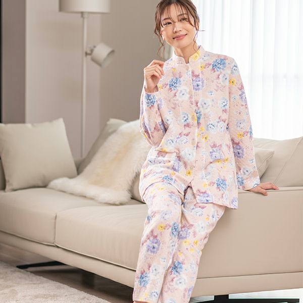 mila schon】花柄 プリント 冬用 ニットキルト レディース パジャマ