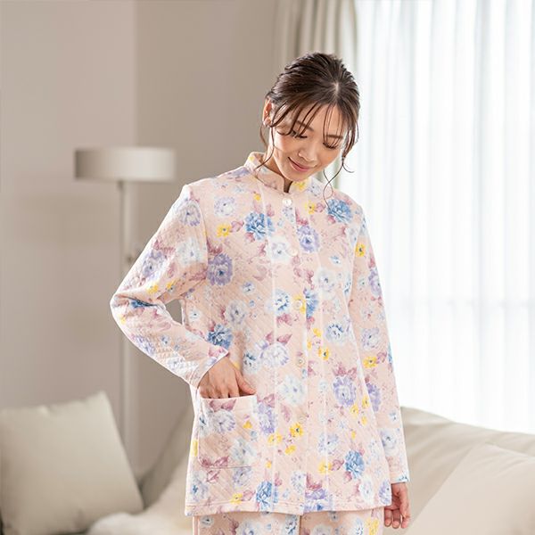 mila schon】花柄 プリント 冬用 ニットキルト レディース パジャマ