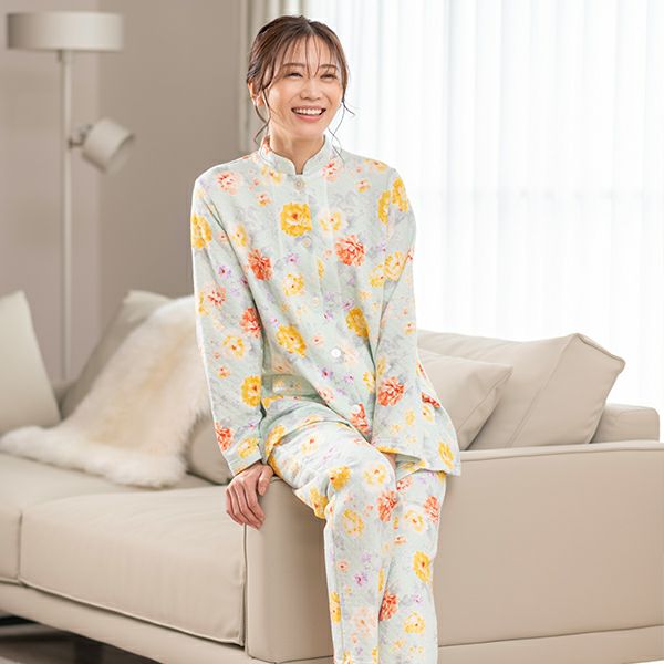 mila schon】花柄 プリント 冬用 ニットキルト レディース パジャマ