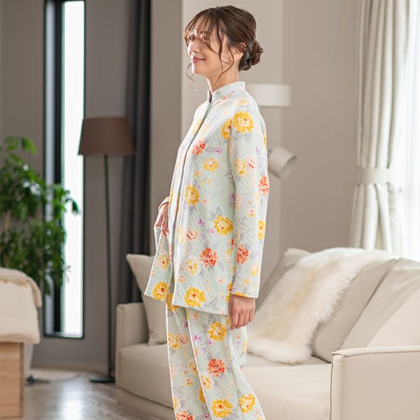 mila schon】花柄 プリント 冬用 ニットキルト レディース パジャマ