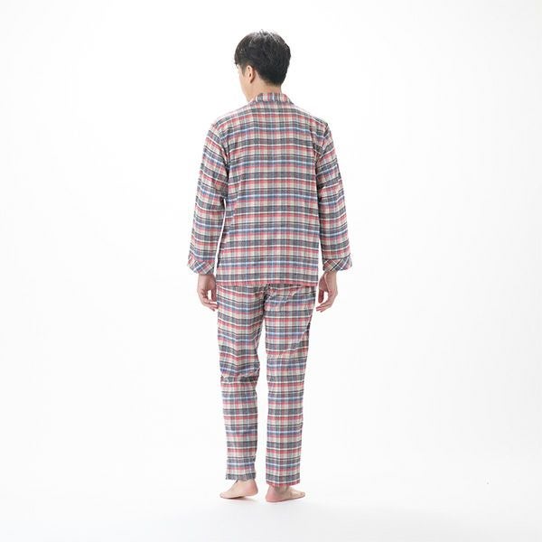 DAKS】 撚り杢ネルチェック 前開き 全開 メンズ 冬用 パジャマ 男性 冬