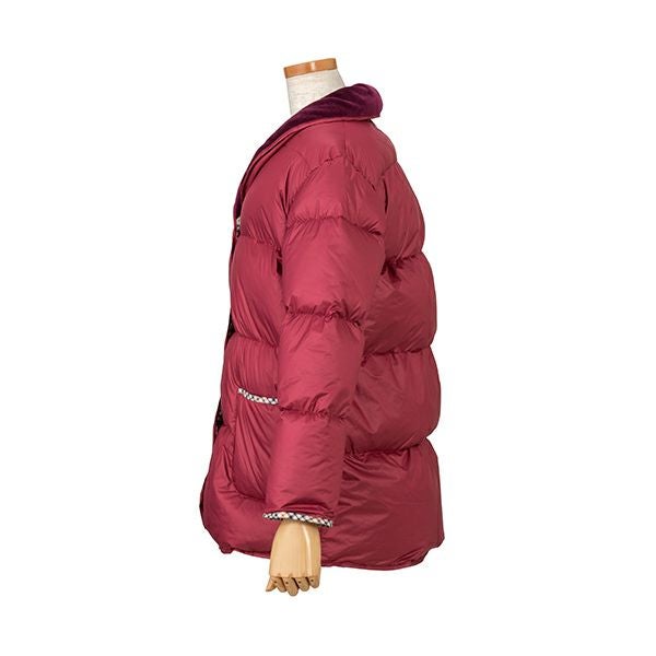 【DAKS ダックス】フード付き ダウン ジャケット コート レディース L ダックス DAKS ツイード ダウンコート フォックスファー付き 40 グレー