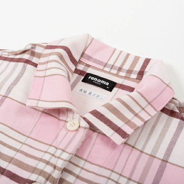 新品 renoma ピンク ネル素材 チェック renoma】先染 ネル 大チェック レディース パジャマ 冬 綿100% ギフト