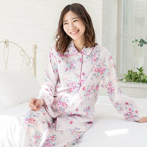 mila schon】ミラ・ショーン サテン 花柄プリントレディース パジャマ