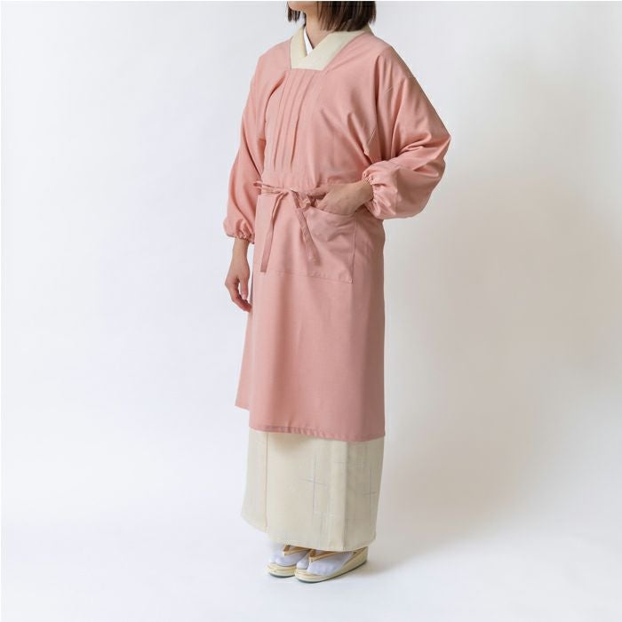 割烹着 No.701C 【ピンク】 着物用割烹着 着物用エプロン ゆったり袖