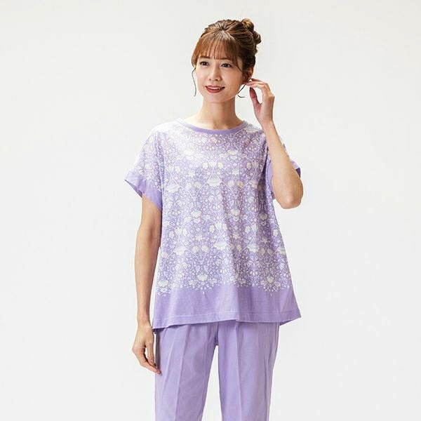 V&A】強撚天竺プリント 夏用 ニット パジャマ 半袖 七分丈 日本製 綿