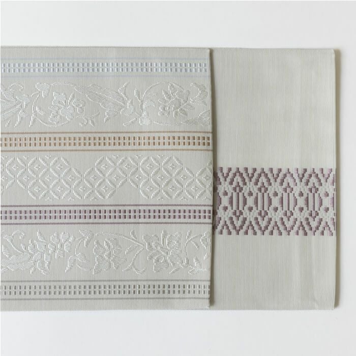 博多織半幅帯 古今 更紗間道 ホワイト/ブルー | arakawa ONLINE SHOP