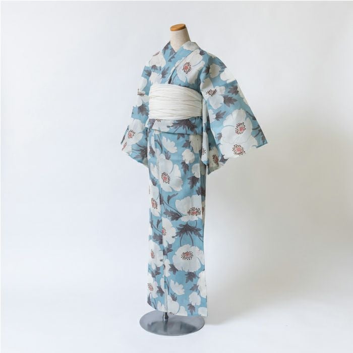 ゆかた 古今 雪花絞り （エメラルド） 綿 高島ちぢみ グリーン 仕立て