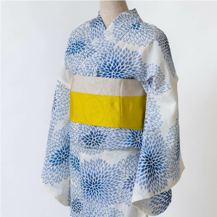 ゆかた 古今 淡彩 乱菊 （ブルー） 綿 青 仕立て上がり プレタ 日本製