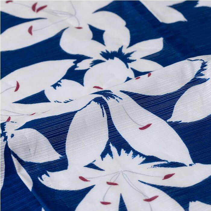 ゆかた 古今 百合 （ブルー） 綿絽 青 仕立て上がり 日本製 | arakawa