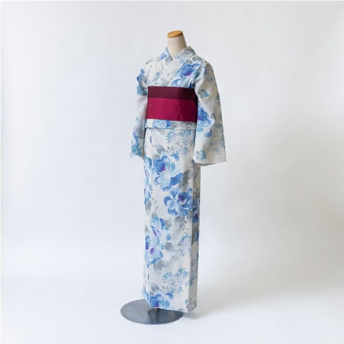 ゆかた 古今 淡彩 乱菊 （ブルー） 綿 青 仕立て上がり プレタ 日本製