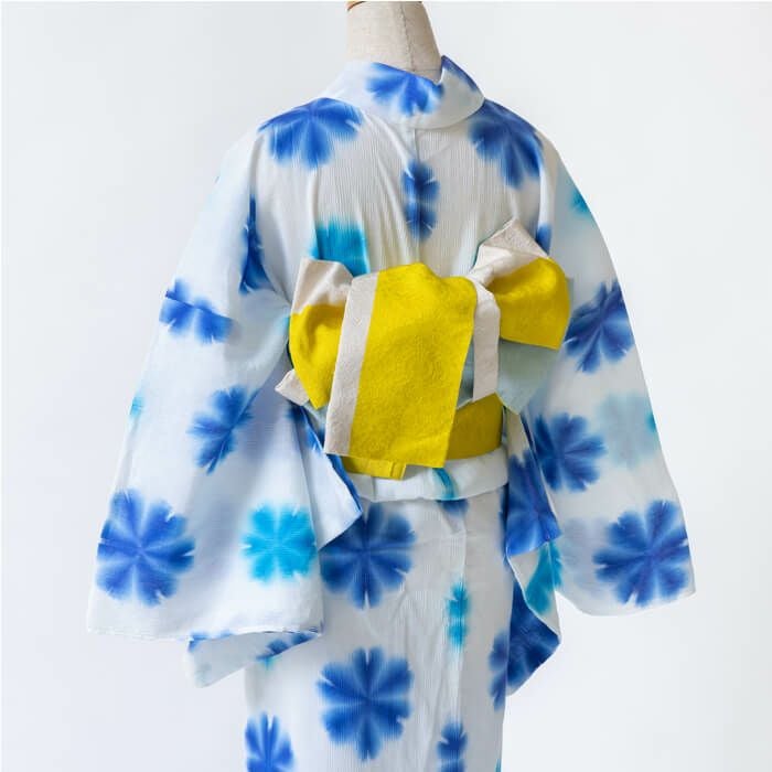 ゆかた 古今 雪花絞り （青×エメラルド） 綿 高島ちぢみ ブルー