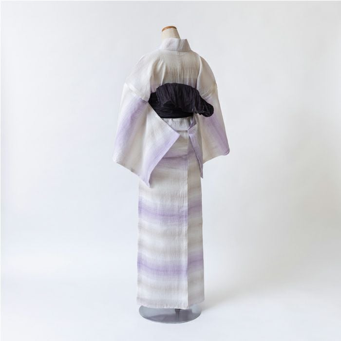 麻100% グラデーション 夏着物(近江ちぢみ) ゆかた 古今 近江ちぢみ グラデーション （紫） 綿麻 パープル 仕立て