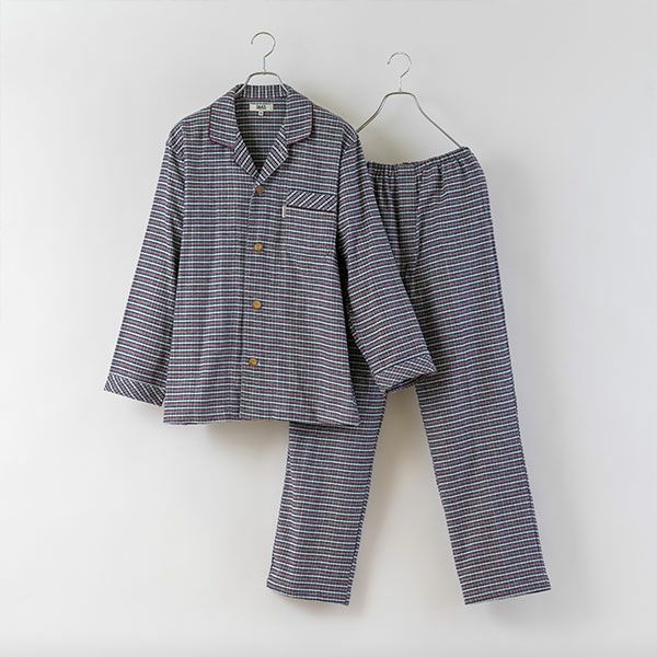 甘撚ネル 小チェック柄 メンズ 上下セット パジャマ | arakawa ONLINE SHOP