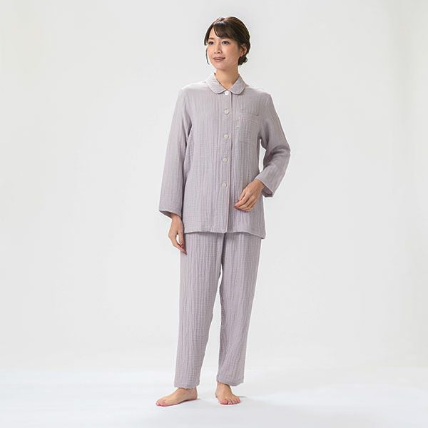 arakawa1886】 三重ガーゼ 無地 シームレス 婦人パジャマ | arakawa