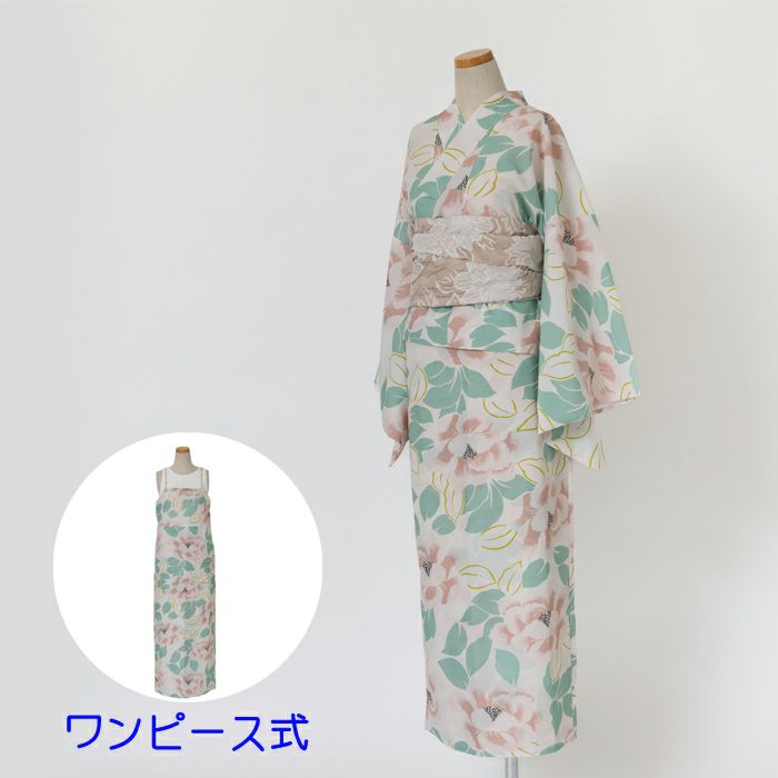 生成 ピンク 浴衣 綿絽 桜 ぼんぼり アイボリー 組曲 古今 花古今 浴衣 レディース 単品 お仕立て上がり浴衣 綿絽浴衣「えんむすび：流水