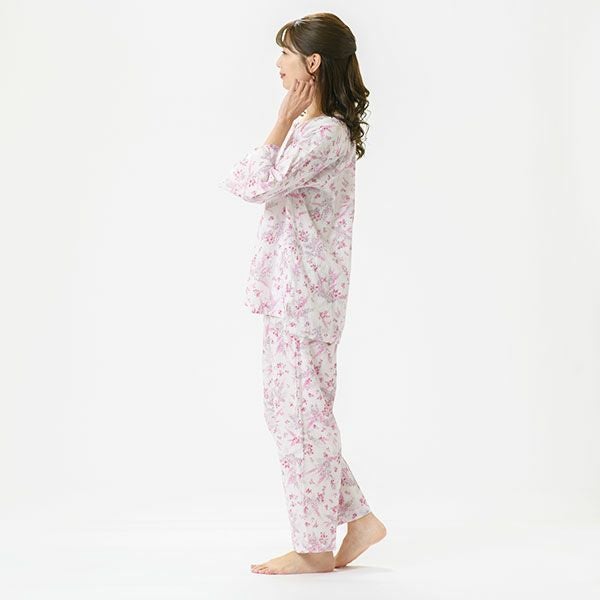 Amour150】 【小柄な方向け】涼しげな小花柄の高島クレープパジャマ