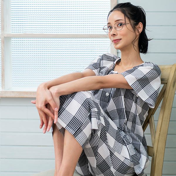 ELLE】 婦人パジャマ サラッとした肌触りのサッカー生地を使用した