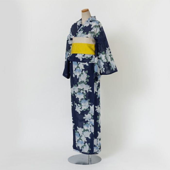 ゆかた 古今 小紫陽花 （紺） 東レセオα乱絽 ネイビー 仕立て上がり