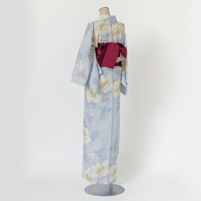 ゆかた 古今 芍薬 （アイスブルー） 東レセオα 水色 仕立て上がり 日本