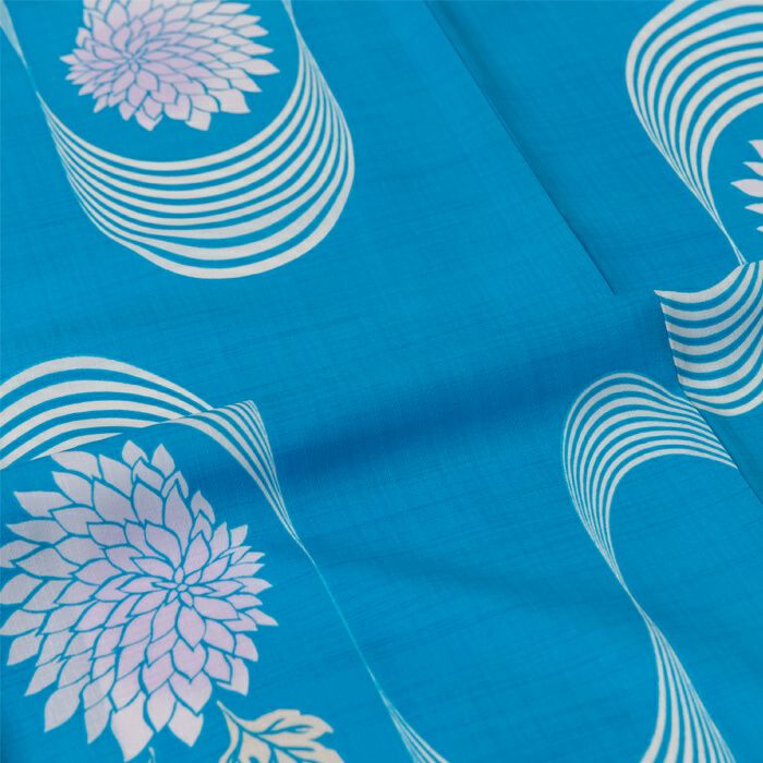 ゆかた 古今 流水菊 （青） 東レセオα ブルー 仕立て上がり 日本製