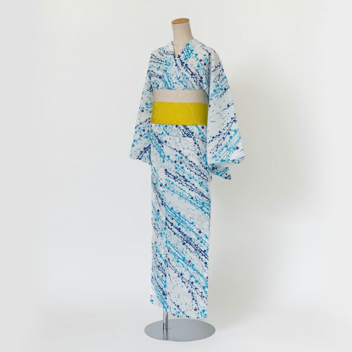 ゆかた 古今 あられ （ターコイズブルー） 東レセオα 水色 仕立て
