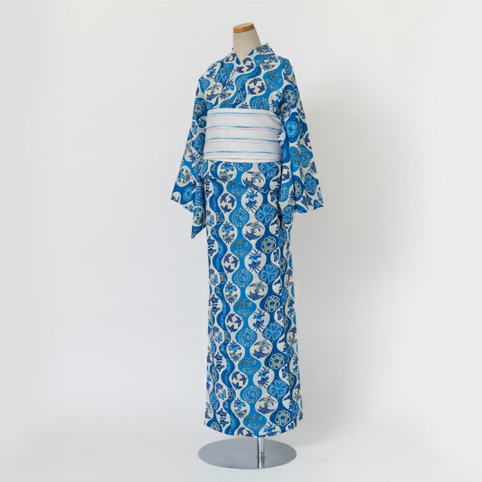 kifkif×古今 浴衣 鉄線 （瑠璃色） 仕立て上がり 日本製 | arakawa
