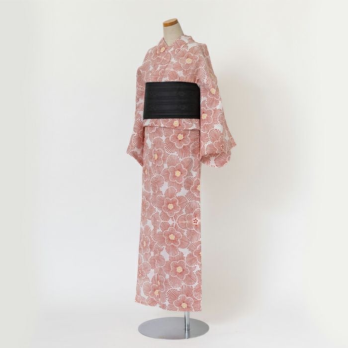 生成 ピンク 浴衣 綿絽 桜 ぼんぼり アイボリー 組曲 古今 花古今 Prices down2】浴衣 レディース 単品 「ピンク地に花とさくらんぼ」 F